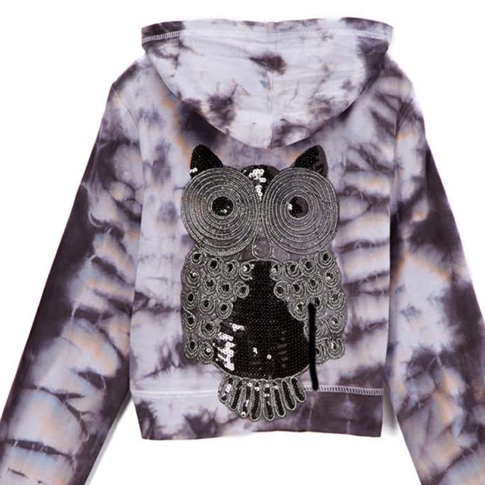 New- Girls L/S Zip Hoodie Tie Dye - Owl